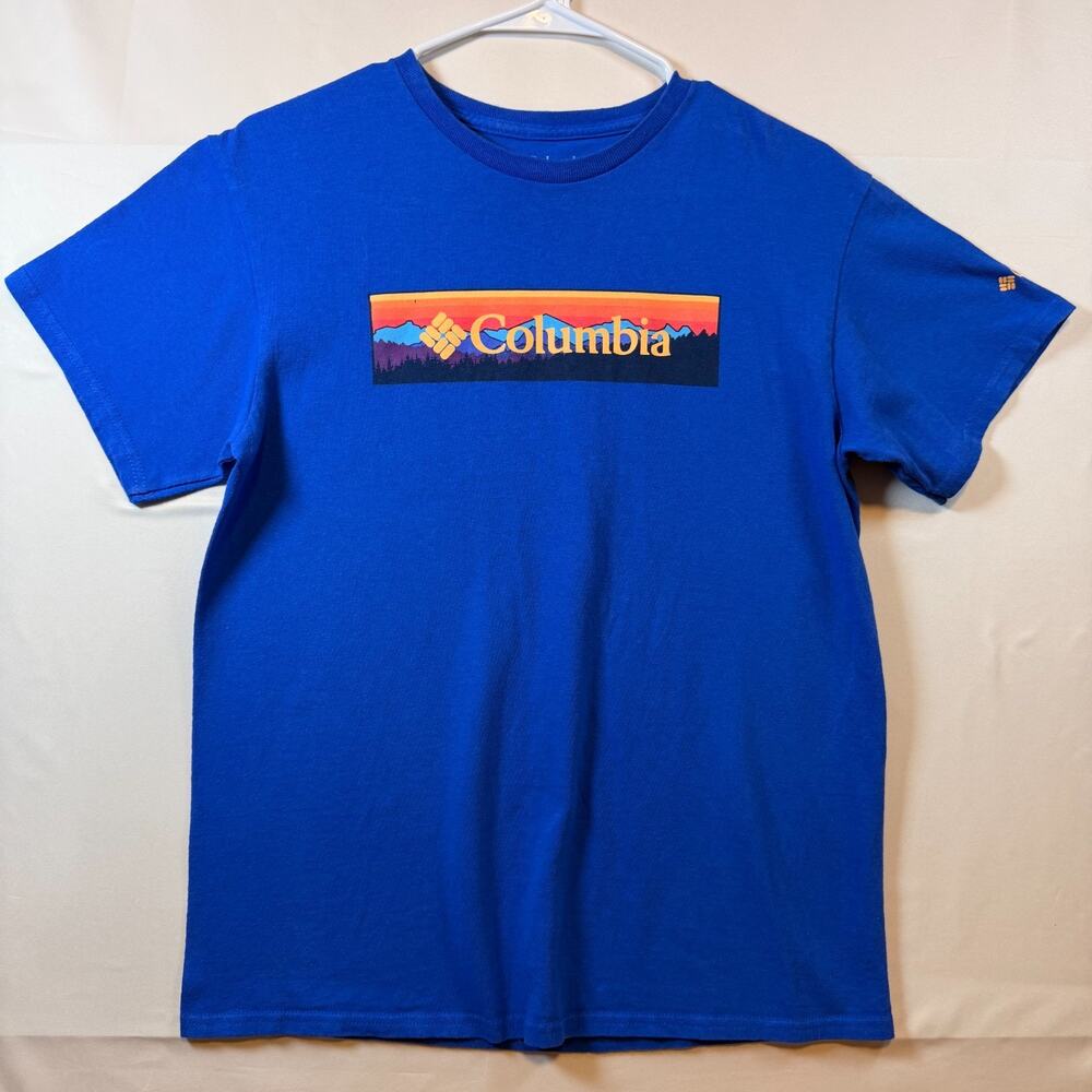 Columbia Sportswear Men's Sunset Mountain Graphic Short Sleeve Blue Size Medium